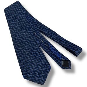 Massimo Bizzocchi Necktie Blue Silk Geometric Pattern Mens Made in Italy